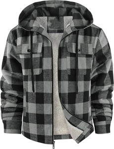 Chaqueta de Franela a Cuadros para Hombre, Tendencia 2026, con Forro de Sherpa, Resistente al Viento, Informal, para Invierno, Corte Regular, Diseño con Bolsillos - Product Image 5