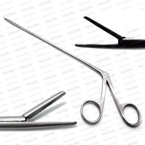 Micro-pince alligator – Ouverture verticale des mâchoires avec canal d'aspiration des fumées intégré, instrument de chirurgie laser ORL Vaslcare - Product Image 2