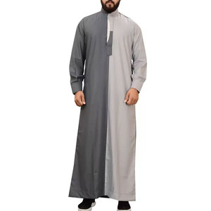<b>Men's</b> High Quality Traditional Muslim <b>Thobe</b> Jubbah Custom Logo Beaded Embroidered Saudi Wear Newest Simple Style - Product Image 1