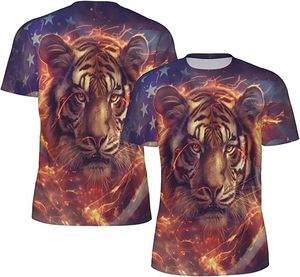 Men's Tiger Face <b>Animal</b> <b>Pattern</b> Short Sleeve O-Neck T-Shirt DTF Printed Street Style Oversized Fit <b>Knitted</b> 100% Cotton - Product Image 4