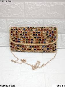 Bolso de noche de diseñador hecho a mano para mujer, billetera de fiesta con tachuelas de piedra, embrague elegante para ocasiones formales - Product Image 3
