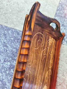 Bandeja de Servir de Madera Natural Pintada a Mano, Ecológica, Duradera, de Diseño Moderno, Organizador Decorativo para Mesa, para Servir Desayuno y Comida - Product Image 5