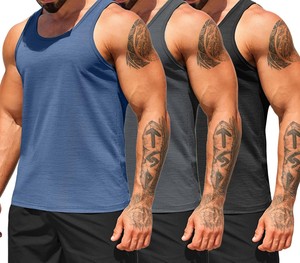 Camiseta sin mangas de algodón para hombre al por mayor, chaleco casual de verano, transpirable, ligero, ajustado, para entrenamiento, gimnasio y fitness - Product Image 1