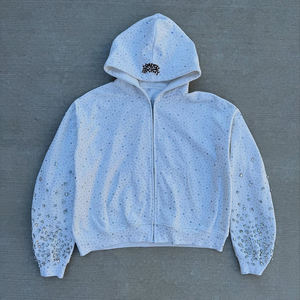Sudadera con capucha extragrande de algodón pesado, estilo vintage y grunge, con efecto desgastado y roturas, para hombre, de invierno, OEM de fábrica - Product Image 3