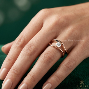 แหวนเพชรทรงกลมหรูหราสำหรับผู้หญิง ทอง 9KT 10KT 14KT 18KT โรสโกลด์ แหวนแต่งงาน - Product Image 6