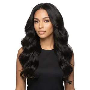 Long Natural Black Body Wave Human Hair Weft 100% Density Double Drawn Remy Silk Base Transparent HD Customizable Size - Product Image 6