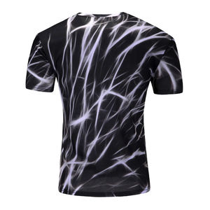 Camiseta Deportiva de Manga Corta para Hombre, Cuello Redondo, Secado Rápido, Estampado por Sublimación, Diseño Deportivo, Color Negro y Blanco, Tejido de Poliéster - Product Image 3