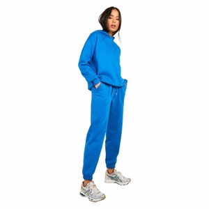 Women Blue Hooded <b>Tracksuit</b> Full Sleeve Solid Color Casual Jogger Set Side Pockets Elastic Waist Drawstring Closure - Product Image 3