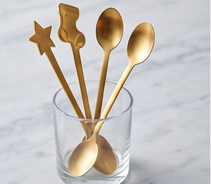 Cute Cartoon Gold Tea Spoon Set In Stainless Steel Fun Flatware For Kids Parties <b>Gifting</b> Wedding Tables And Home Use - Product Image 2