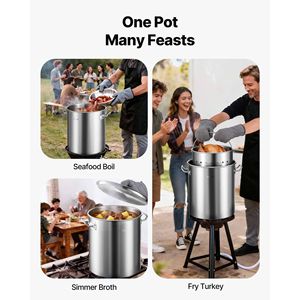 Pentola Grande in Acciaio Inossidabile da 42 Quarti con Coperchio e Manico, Pentola Commerciale Resistente per Zuppe e Salse, con Cestello Integrato - Product Image 6