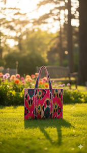 Sac de voyage et de shopping léger en velours rose imprimé personnalisé, réversible, style bohème vintage, 18 pouces, avec doublure en toile et fermeture éclair - Product Image 4