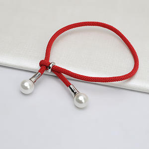 ชุดสร้อยคอและสร้อยข้อมือเชือกสีดำแดงเงินแท้ S925 พร้อมที่ใส่ไข่มุกเปล่า อุปกรณ์ทำเครื่องประดับ DIY 762 - Product Image 2