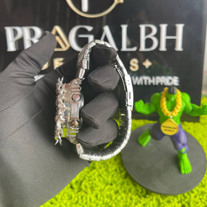 Montre à quartz de luxe pour homme, argentée, sertie de pierres, bracelet en acier inoxydable, cadran bleu, étanche, style hip-hop, montre-bracelet tendance - Product Image 5