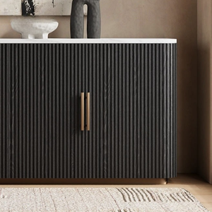 Mueble de Salón Moderno de Madera Negra con Tiradores Dorados, Mueble de Almacenamiento de Diseño Minimalista para el Interior del Hogar - Product Image 3