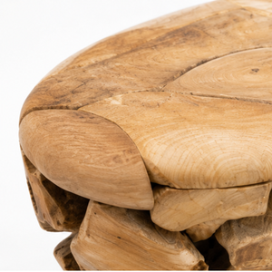 Mesa de Centro ARTERRA de Lujo con Mosaico de Raíz de Teca Ovalada, Base Hueca Única, Mesa de Acento de Madera, Muebles Premium para Resort - Product Image 4