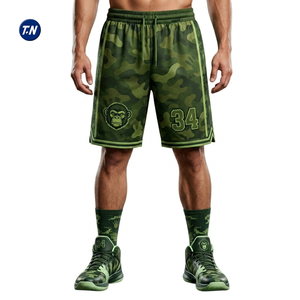 Shorts de basket personnalisés 100% polyester, imprimés par transfert thermique, séchage rapide, antibactériens, respirants, unisexe adulte - Product Image 2