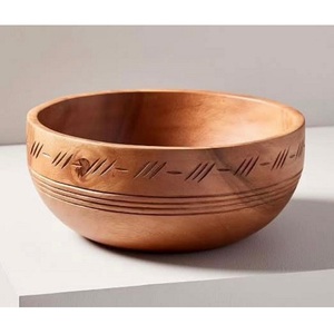 Precio al por mayor: Platos de servir fruta de madera pulida con pedestal, decoración de mesa, cuenco con base de madera de mango, soporte para tartas, utensilios de cocina para fiestas - Product Image 4