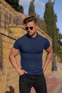 Camisetas Polo con Cuello para Hombre, Corte Ajustado, Tejido Texturizado, Manga Corta, Botones, Estilo Casual y Elegante - Product Image 3