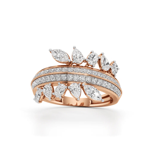 Rose <b>Gold</b> Three Stone Diamond <b>Ring</b> With Classic Women's Engagement <b>Ring</b> - Product Image 3