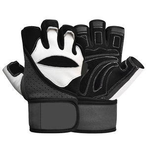 Guantes Deportivos de Neopreno, Medios Dedos, Negro y Blanco, Transpirables, Cierre Ajustable, Soporte para Muñeca, Equipo de Entrenamiento Unisex - Product Image 5