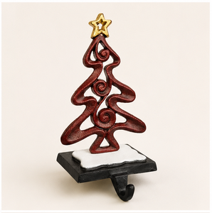 Heavy Duty Cast Iron Christmas Tree <b>Stocking</b> <b>Holder</b> For Mantel Weighted Decorative Metal <b>Stocking</b> Hanger With Hand-Painted Red - Product Image 5