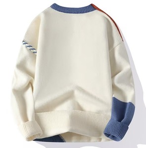Pull à col rond pour femme, color-block, manches longues, décontracté, pour l'automne, 100% acrylique, anti-boulochage, épaisseur standard - Product Image 1
