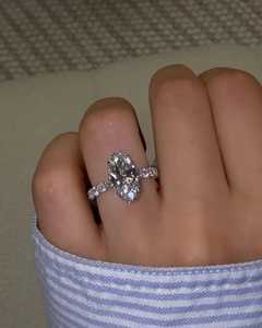 <b>Engagement</b> <b>Rings</b> IGI 3Ctw Moval Cut Lab Grown Diamond Prong Set Solitaire <b>Unique</b> Proposal Statement Proposal <b>Ring</b> 14K Solid Gold - Product Image 1