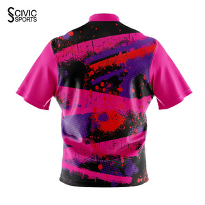 Wholesale Custom Quarter Zipper <b>Bowling</b> Jersey Polyester Printed Logo Sublimation Breathable <b>Bowling</b> Shirt - Product Image 4