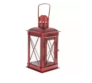 Elegant Selling Rustic <b>Red</b> Color Metal & Glass Home Decor Lantern With Matt <b>Red</b> Finish <b>Candle</b> Lantern for Outdoor & Garden - Product Image 1
