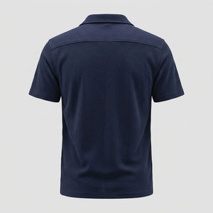 Chemise décontractée pour hommes, bleu marine, à manches longues, col carré, respirante, coupe droite, printemps, à carreaux, avec logo frontal, grandes tailles - Product Image 2