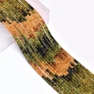 Perles facettées rondes en tourmaline naturelle multi-pétrole AAA de 3 mm à 3,5 mm, pierres semi-précieuses taillées à la main pour bijoux - Product Image 1