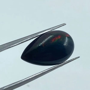 Black Natural <b>Fire</b> Opal Pear Cut Loose <b>Stone</b> 4.67Carat 10.70x17.60MM for Jewelry Making - Product Image 1