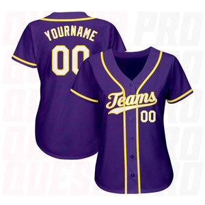 Maillot de baseball authentique personnalisé violet, blanc et or, impression par sublimation, conception de logo personnalisée, personnalisation des couleurs - Product Image 2