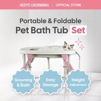 Baignoire pour animaux de compagnie HEDYS GROOMING, moderne, réglable, portable, avec support pliable à 3 niveaux de hauteur, cadre stable, pour chiens, en PP/aluminium/PTE