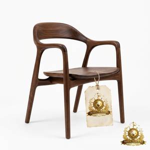 Modern Minimalist Walnut Wooden Armchair Low Back Ergonomic Accent Chair Solid Wood Dining Room Chair Wholesale Furniture - Product Image 4