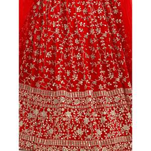 Plus Size Women's Stunning <b>Red</b> <b>Sequins</b> Georgette Sangeet Lehenga Choli Set - Product Image 2