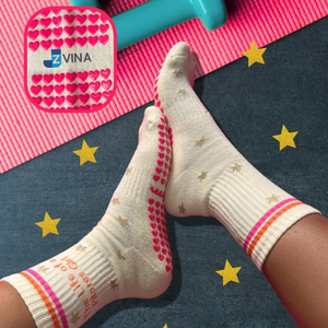 <b>Custom</b> Shimmer 100% Cotton Breathable Pilates <b>Grip</b> <b>Socks</b> with Anti-Slip <b>Grip</b> Bottom for Yoga Pilates Studios - Product Image 3