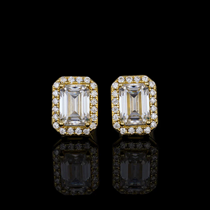 <b>Emerald</b> Cut Diamond <b>Stud</b> Earrings 925 silve Plated Geometric Luxury Bezel Setting Unisex Everyday Wear - Product Image 4