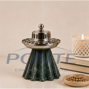 Quemador de Incienso de Mármol Verde Natural con Tapa de Metal Pulido, Moderno Soporte Árabe para Bakhoor, Oud y Frankincienso, Elegante para Uso Doméstico - Product Image 2