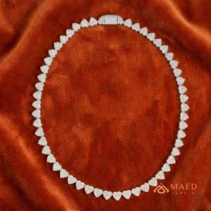 925 <b>Sterling</b> <b>Silver</b> Moissanite Heart Link Necklace Fashion <b>Chain</b> Jewelry New York City <b>Men</b> Women Fine Pendant Style Classic Chic - Product Image 3