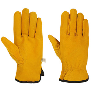 Custom Soft Goatskin Leather Mens <b>Driver</b> <b>Gloves</b> Anti Slip Breathable Anti-Cut Anti-Freeze Custom Logo Yellow Work <b>Gloves</b> for - Product Image 1