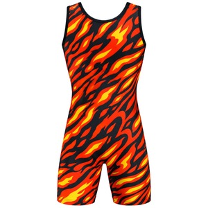 Débardeur pour homme à imprimé flamme avec logo coq, sportif, sans manches, séchage rapide, col rond, en polyester tricoté, et short de compression - Product Image 2