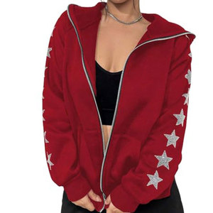 Sudadera con capucha y cremallera de cristal brillante para mujer, informal, de manga larga, 2026 - Product Image 1