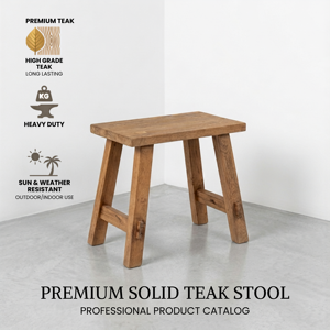 Reclaimed Teak Wood <b>Stool</b> Rustic Living Room Side Table Small Wooden Bench <b>Vintage</b> Accent Footstool for Home Decor Wholesale - Product Image 6