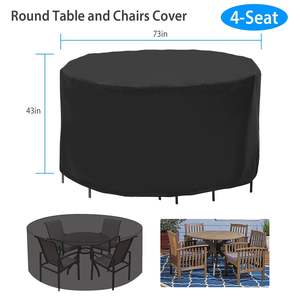 Housse de protection circulaire anti-UV résistante à l'eau pour meubles d'extérieur, pour petites tables et chaises rondes - Product Image 5