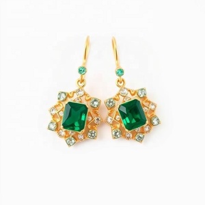 Pendientes colgantes de piedras preciosas de ónix verde para mujer, regalo de joyería de piedras preciosas verdes a la moda - Product Image 1