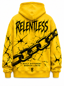 Sudadera con Capucha Relentless Yellow Crack Print para Hombre, Estilo Urbano, Corte Oversize, Manga Regular, Diseño con Bolsillos, FRENCH TERRY - Product Image 3