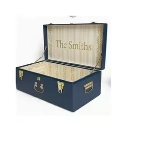Ensemble de 2 coffres de rangement en métal vert émeraude, robustes, empilables, décoratifs, en fer, pour organiser les objets de valeur, boîte de rangement, coffre - Product Image 2