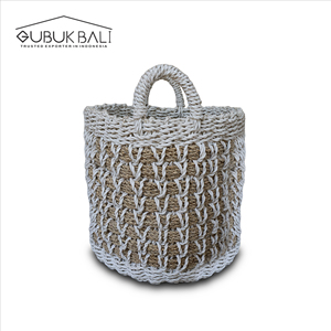 Cesta Redonda Moderna de Mimbre con Asa, Ecológica, Multifuncional, Juego de 2 - Product Image 3