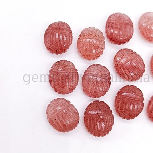 Cuarzo Fresa Natural Escarabajo Scarab 12mm Tallado a Mano Piedra Preciosa Suelta para Joyería Precio al por Mayor a Granel - Product Image 6